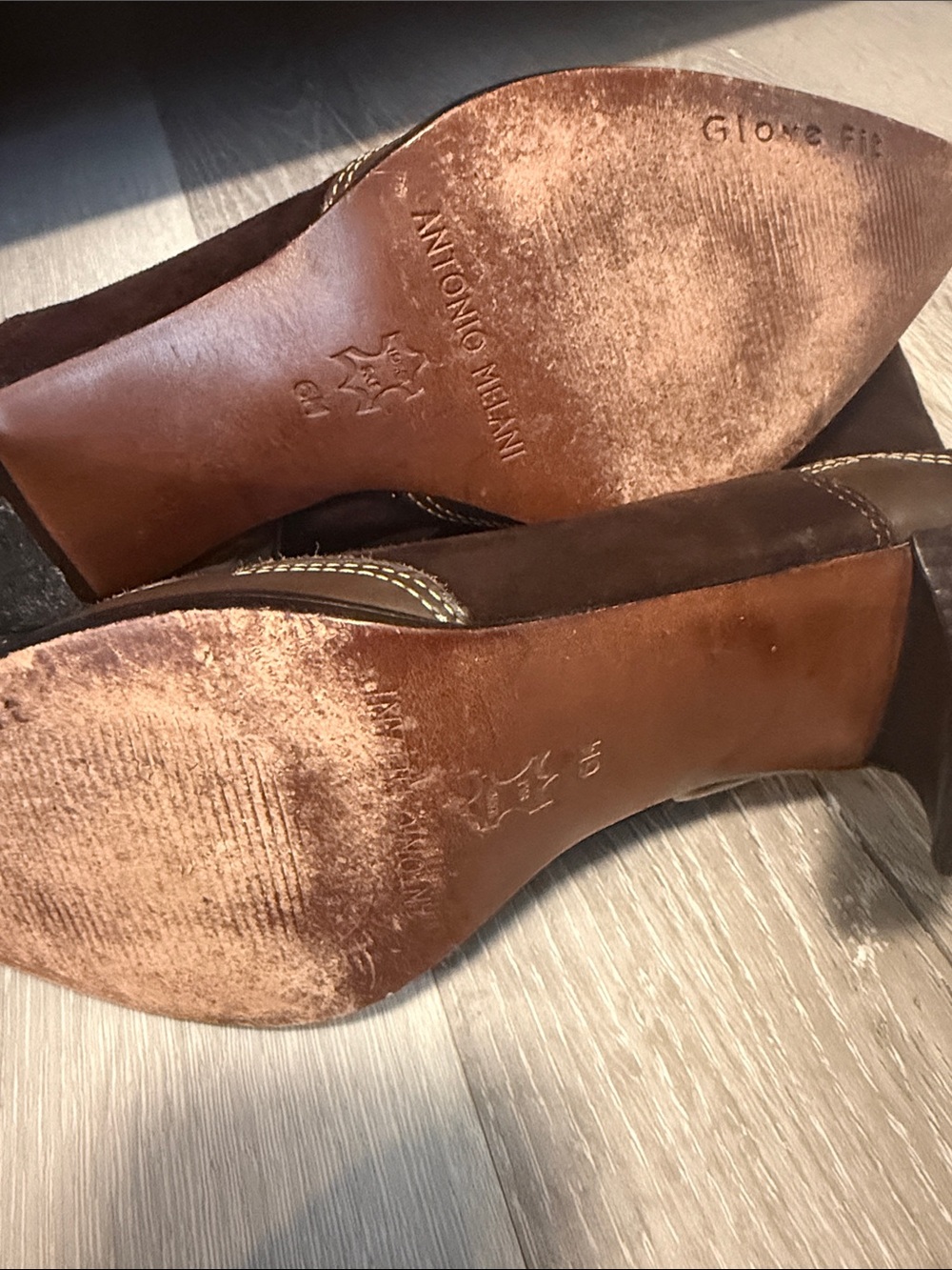 ANTONIO MELANI Dark Brown Suede Western Ankle Boots with Embroidered Toe - Picture 7 of 9